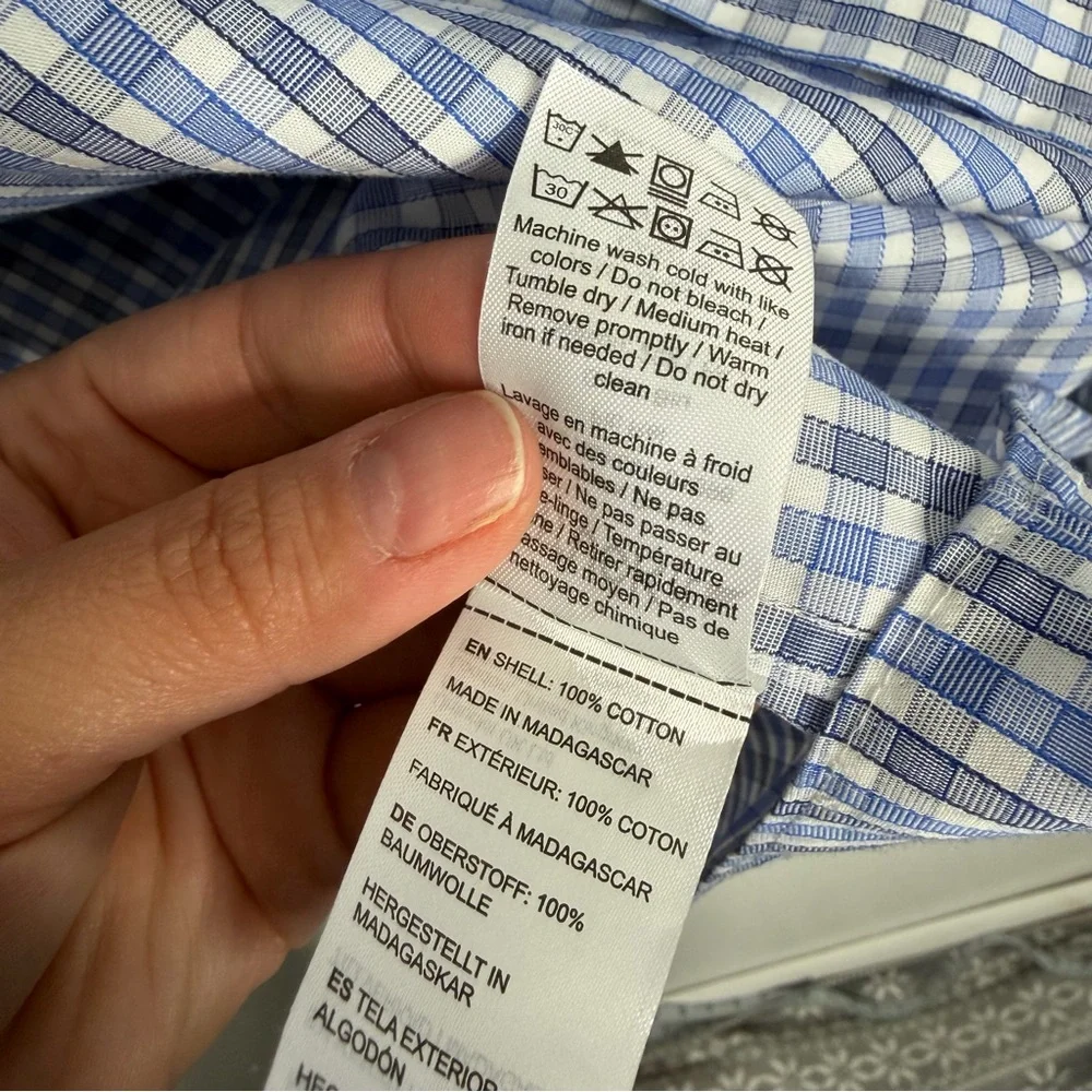 Untuckit Men’s Wrinkle-Free Durif Shirt Blue Plaid XXL Relaxed Fit Casual Preppy